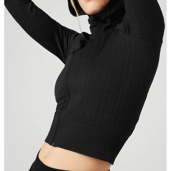 ALO| SEAMLESS CABLE KNIT JACKET - Picture 1 of 4